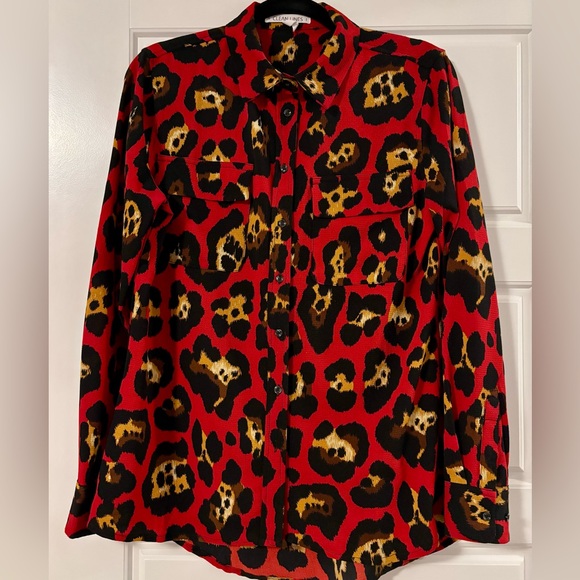 Leopard Print Button-Up Blouse - Picture 1 of 3
